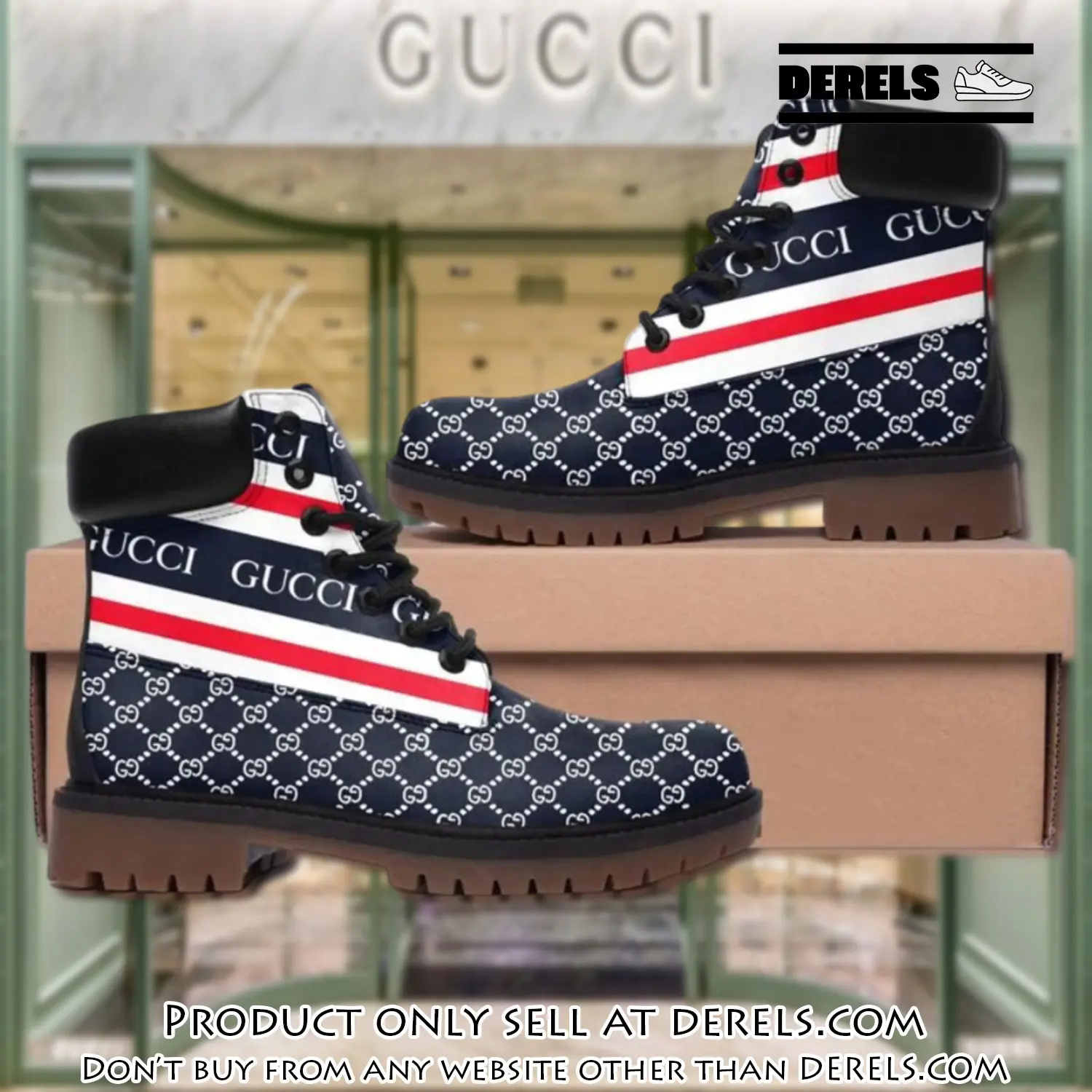 Gucci pattern navy luxury brand boots premium gifts for men women dr1409374
